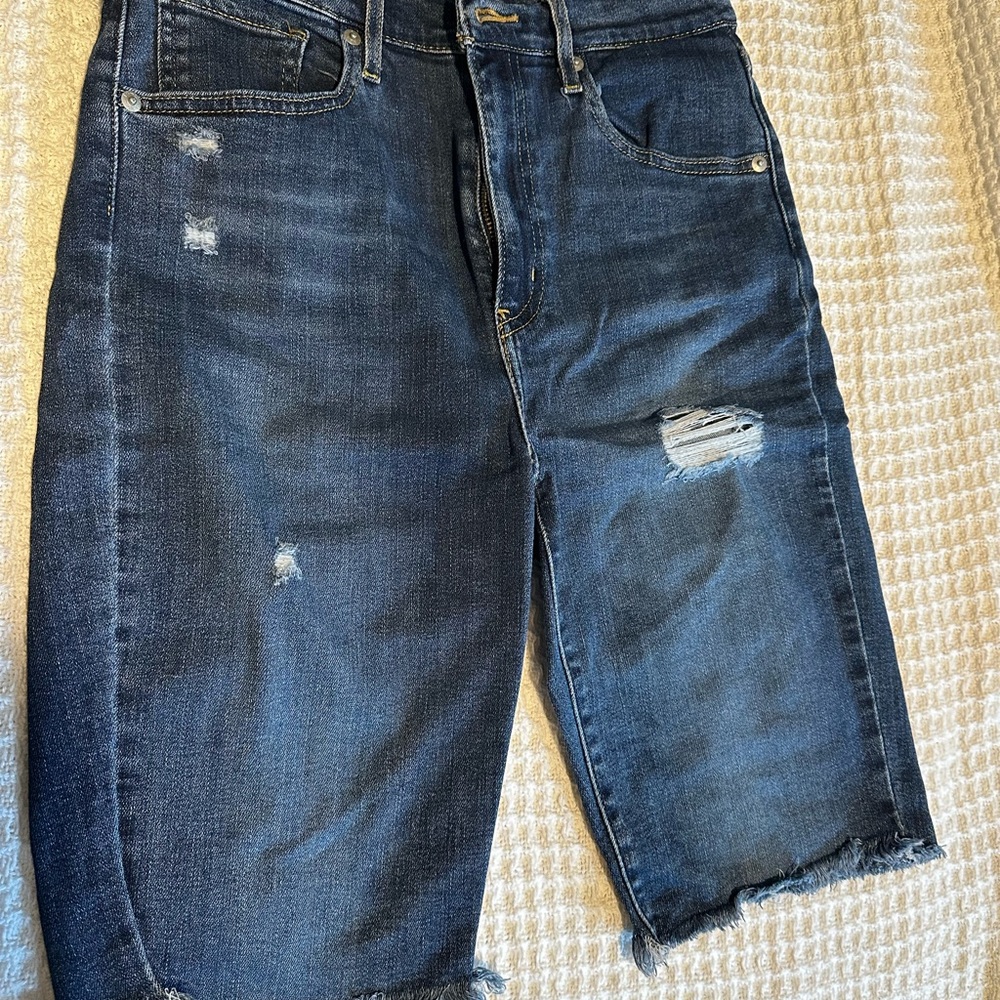 Levi's Blue Jean Shorts Distressed Casual Style